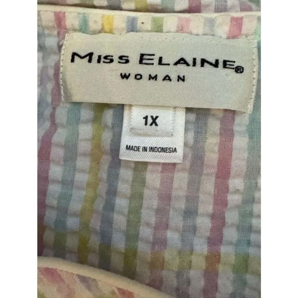 Miss Elaine seersucker snap-front robe, housecoat Sz 1X